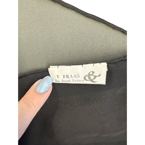 V Fraas Silk Viscose Scarf With Abstract Velvet Design In Black/Grey And Metalli - Picture 3 of 7